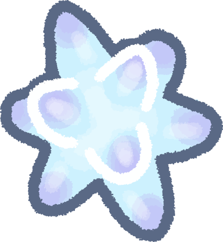 an icy blue-white 3d-looking star fragment from animal crossing. it comes to 9 visible points, two of which are slightly longer